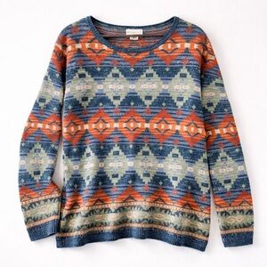 Denim & Supply Ralph Lauren Blue Orange Patterned Crewneck Sweater